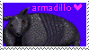 Stamp with the word 'armadillo' and a heart