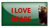Stamp with the text 'I love bears' and a photograph of a brown brown