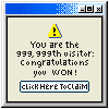 Gif that appears to be a pop-up window, with the text 'You are the 999,999th visitor'