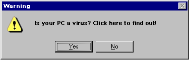 Gif that appears to be a pop-up window, with the text 'Is your PC a virus? Click here to find out!'