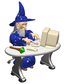 Gif of a wizard using a desktop computer